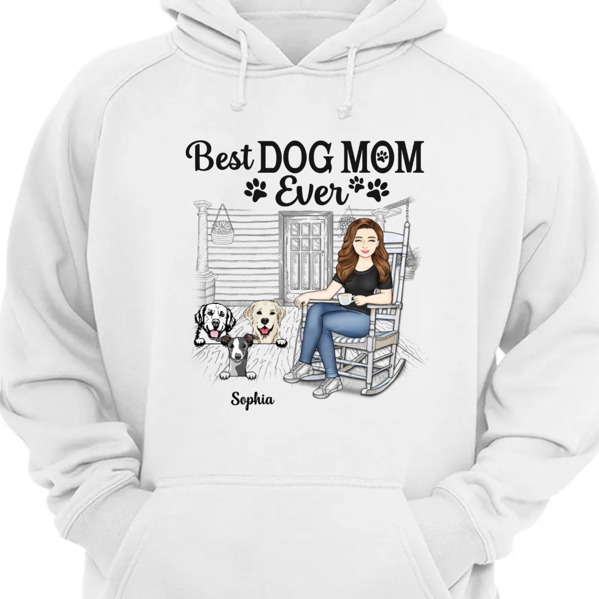 Best Dog Mom Ever - 母へのギフト - パーソナライズされたカスタム パーカー スウェットシャツ