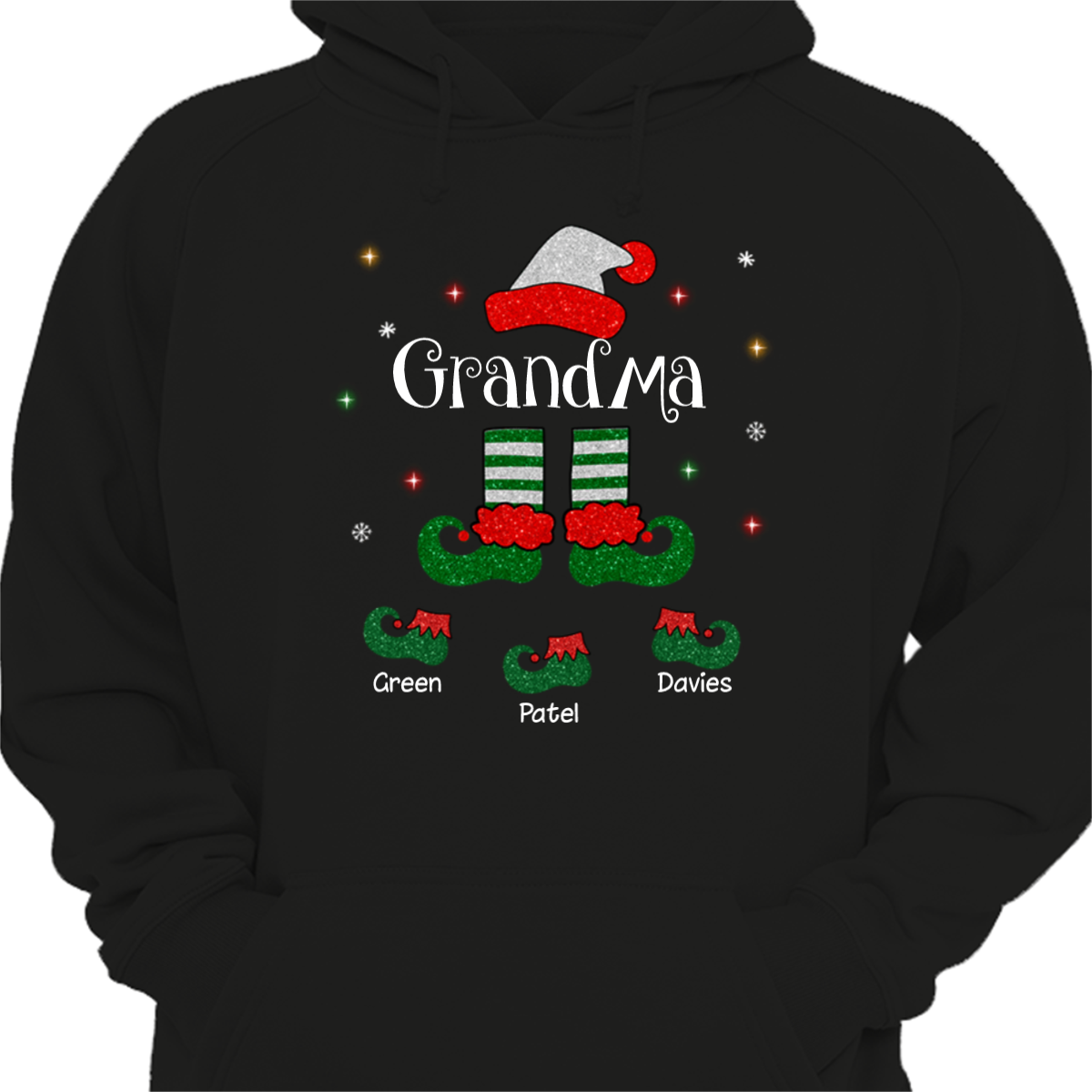 Elf Grandma クリスマス パーソナライズド パーカー スウェットシャツ