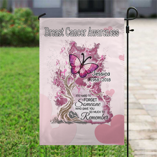 Breast Cancer Hard To Forget Memorial Personalized Name Garden Flag