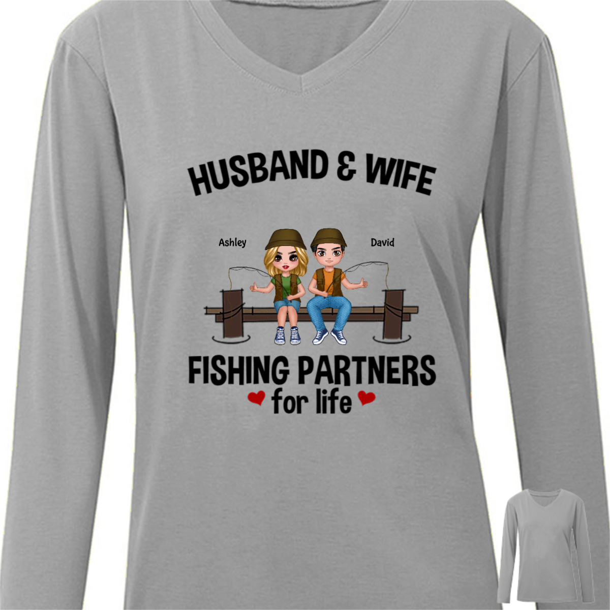 Doll Fishing Couple Personalized Long Sleeve Shirt