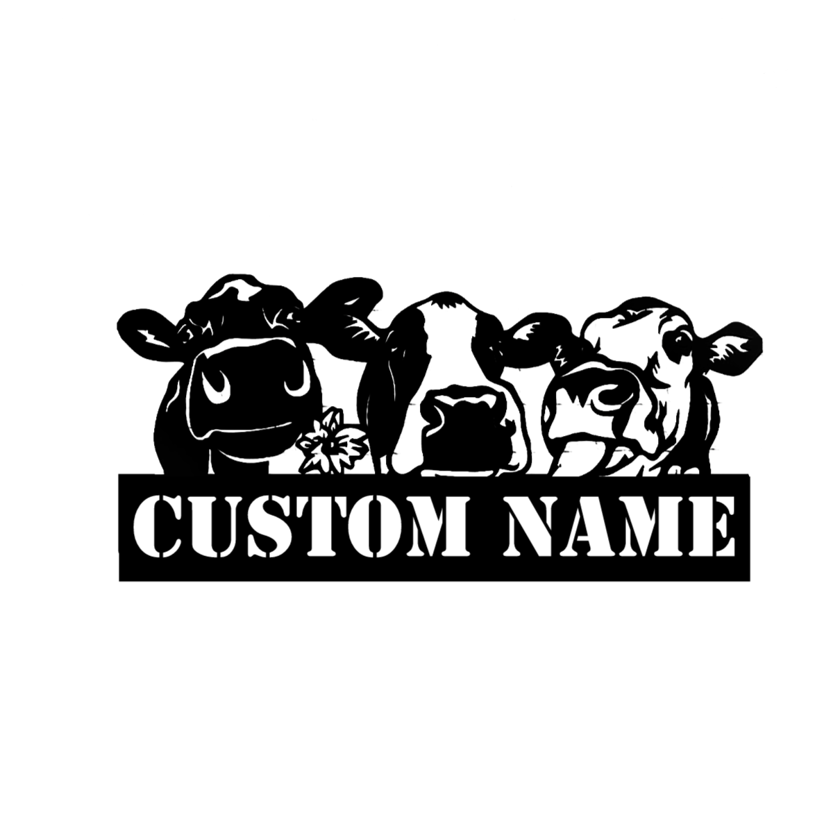 Custom Cow Farm Metal Wall Art With Led Lights, Personalized Cow Head Name Sign Decoration