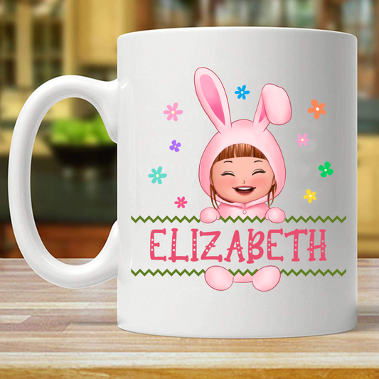 Easter Bunny Kid Doll Custom Gift Personalized Mug (Double-sided Printing)