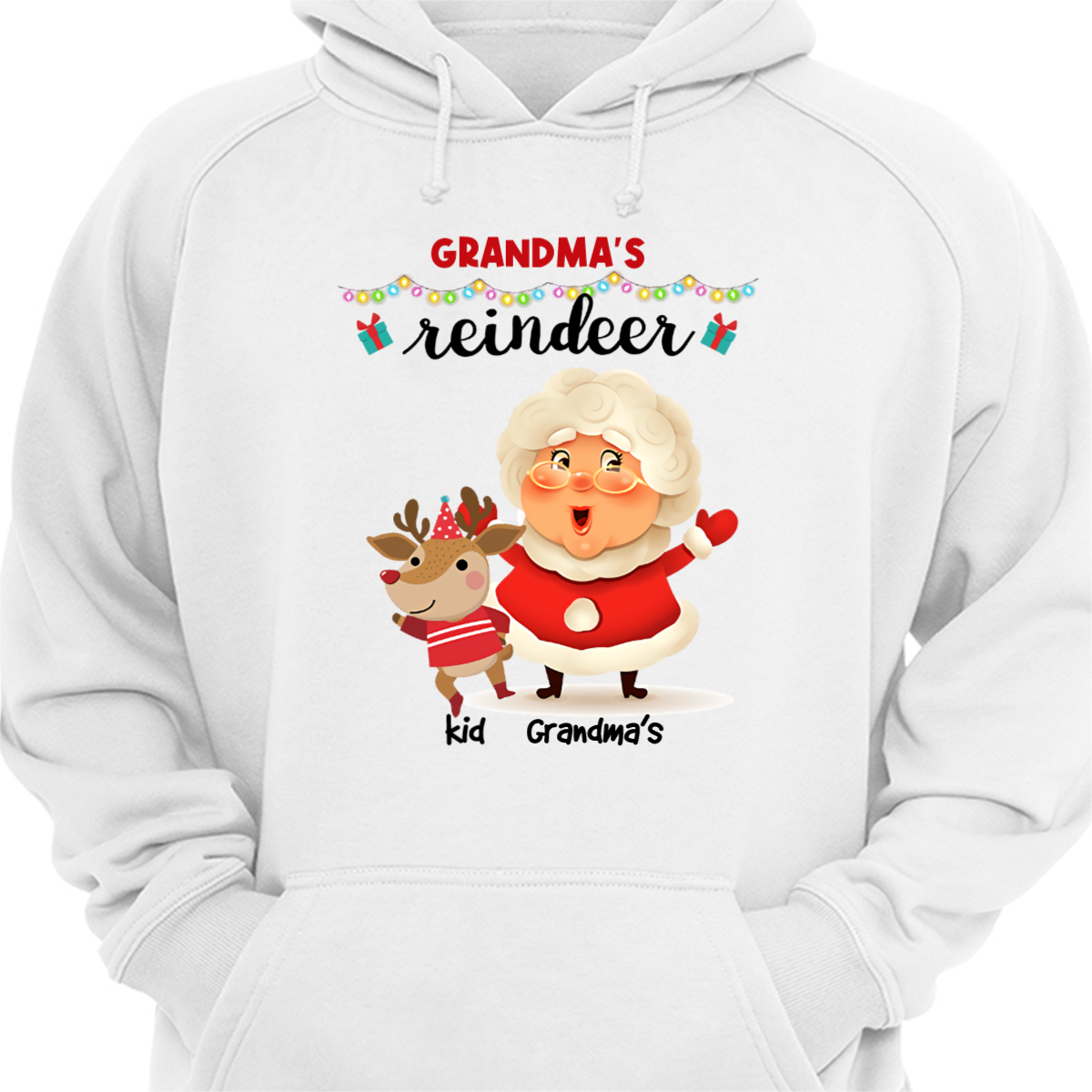おばあちゃんのトナカイ クリスマス パーカー スウェットシャツ