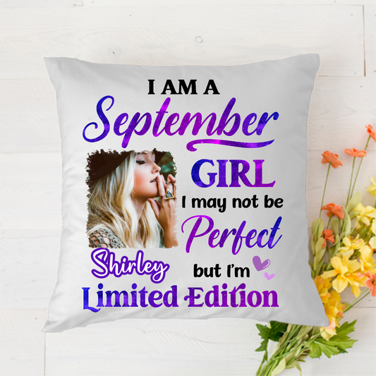 Birthday Gift Birth Month Fashion Girl Limited Edition Personalized Photo & Name Polyester Linen Pillow