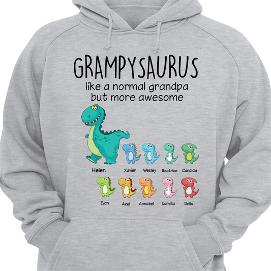 Grandma Grandpa Daddy Mama Saurus And Kids Personalized Hoodie Sweatshirt