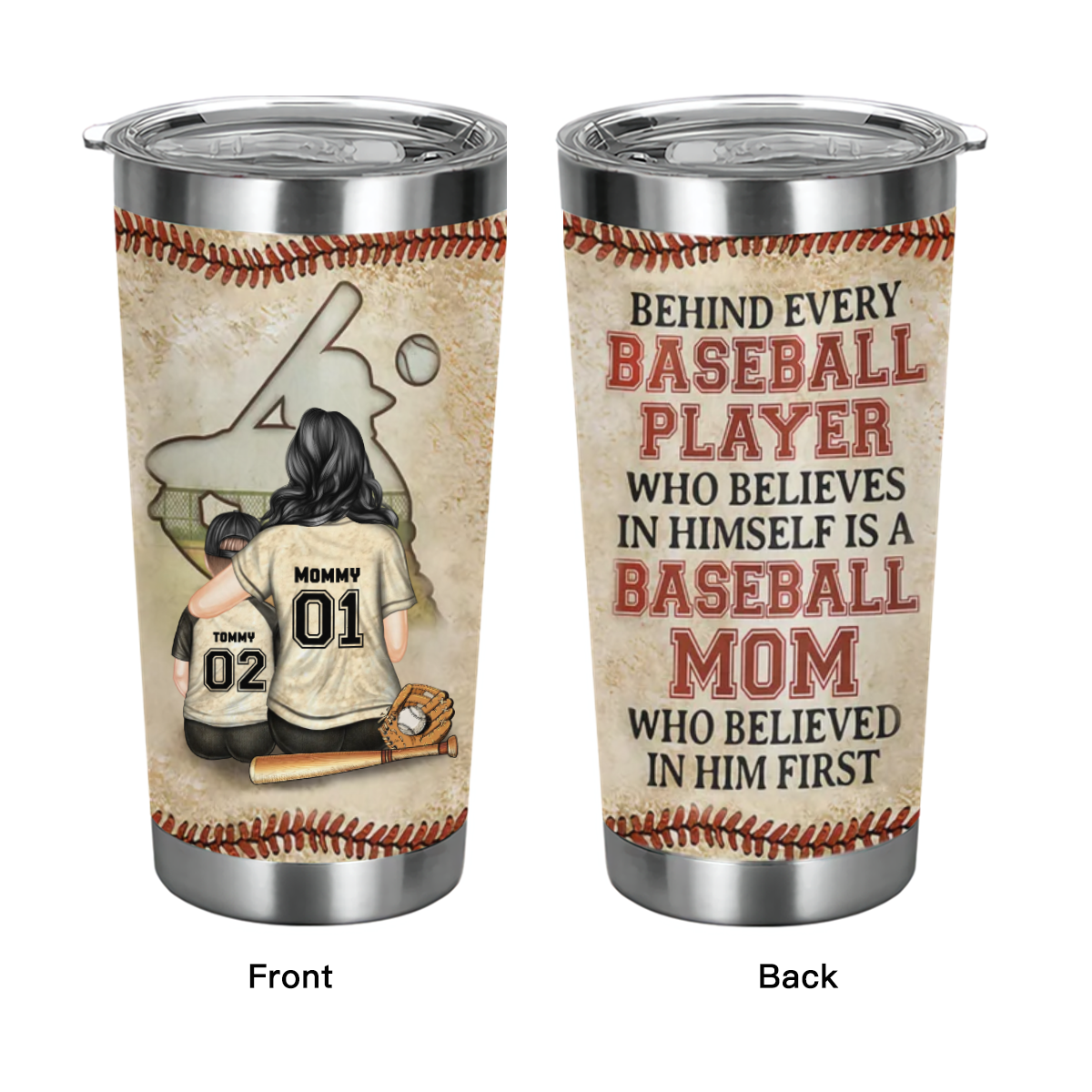 Baseball Mom Behind Every Baseball Player - Mother Gift - Personalized Custom Tumbler