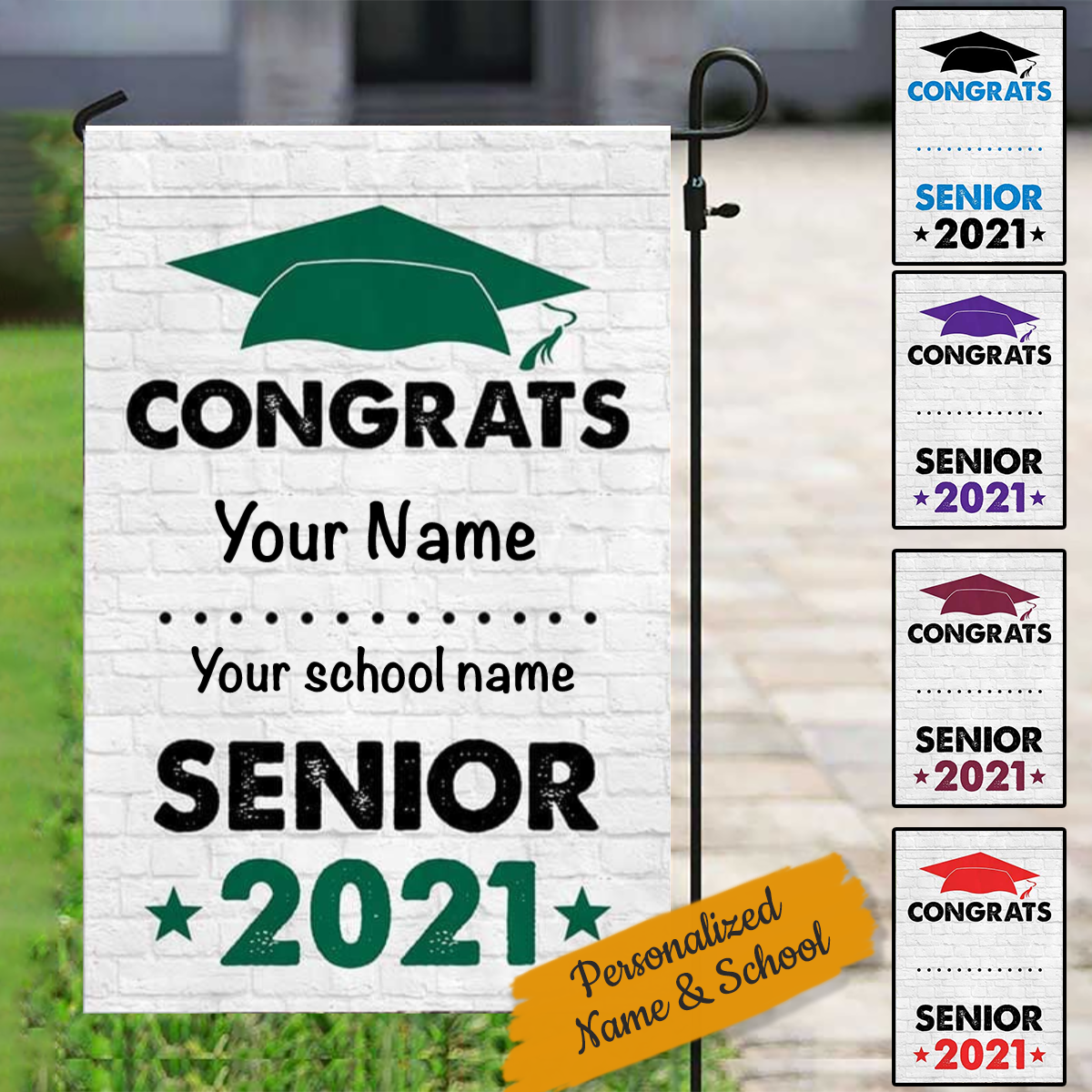 Congrats Senior 2021 Personalized Garden Flag