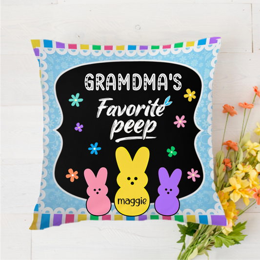 Grandma‘s Favorite Peeps Easter Bunny Personalized Pillow