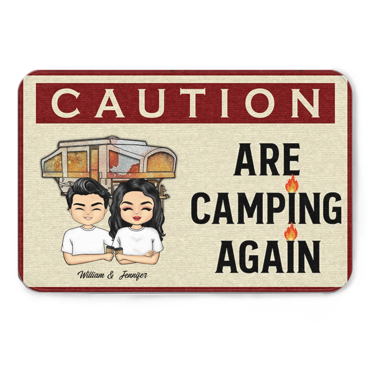 Couple Camping Again Husband Wife - Couple Gift - Personalized Custom Doormat