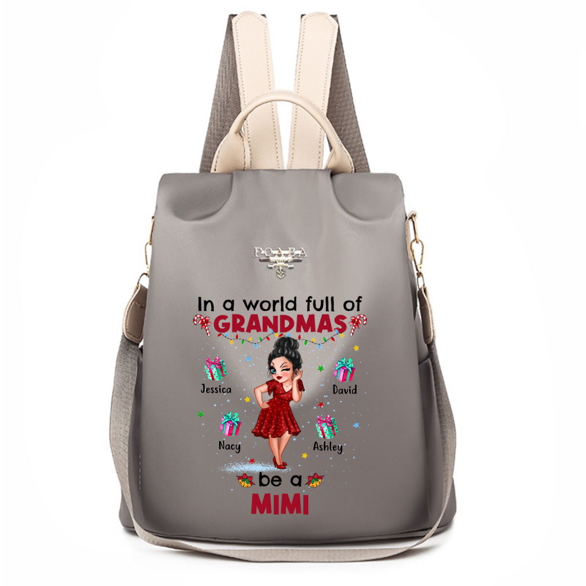 A World Full Of Grandma Christmas Personalized Backpack