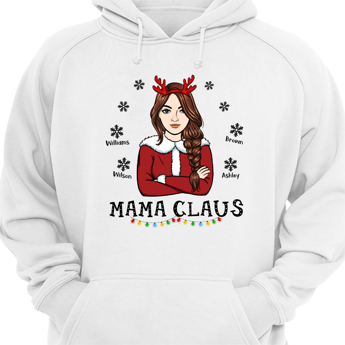Mom Grandma Claus Personalized Hoodie Sweatshirt