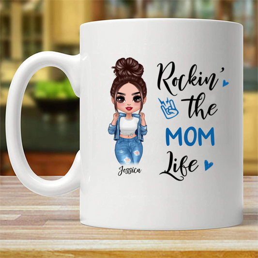 Rockin‘ The Mom Grandma Life Doll Personalized Mug (Double-sided Printing)