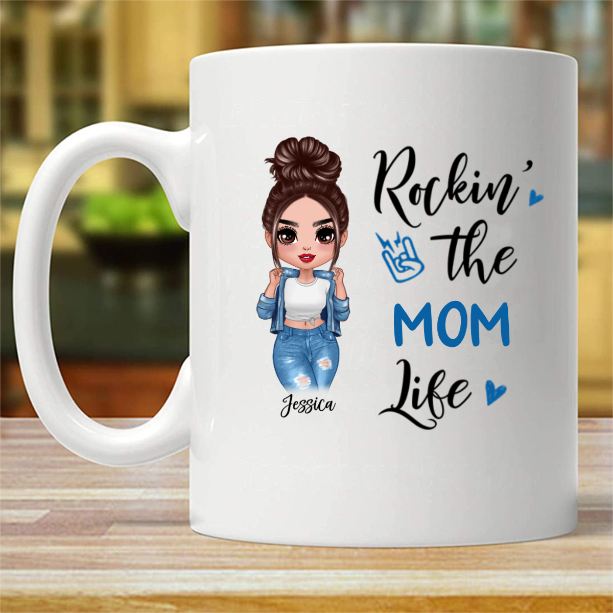 Rockin‘ The Mom Grandma Life Doll Personalized Mug (Double-sided Printing)