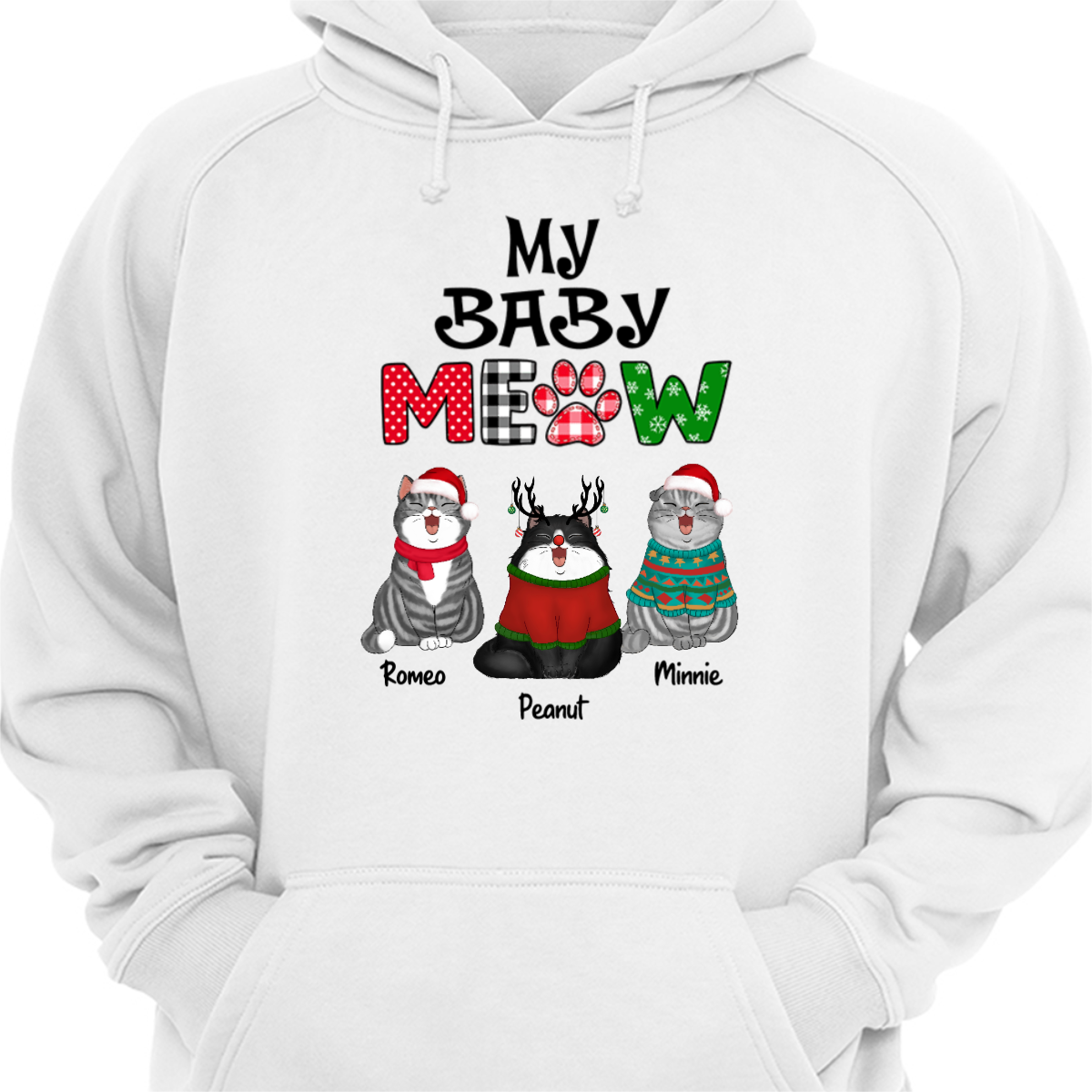Christmas My Children Meow Cats Personalized Hoodie Sweatshirt