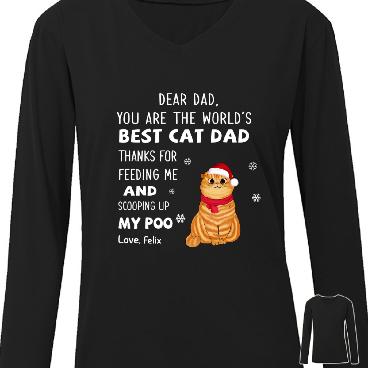 Best Cat Dad Cat Mom Fluffy Cat Christmas Personalized Long Sleeve Shirt