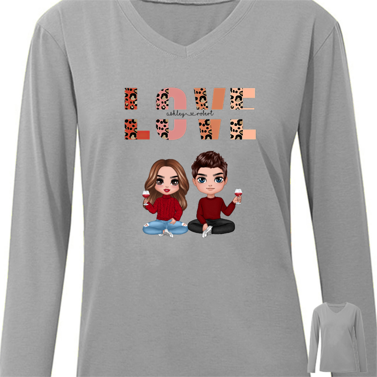 Love Couple Name Valentine‘s Day Gift Personalized Long Sleeve Shirt