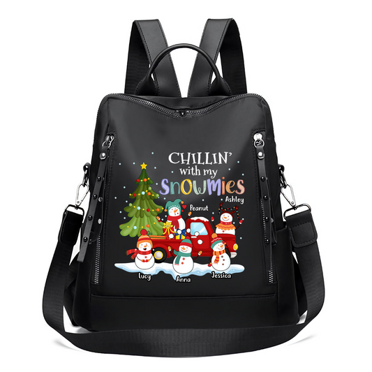 Chillin‘ With My Snowmies Grandma Mom Personalized Backpack