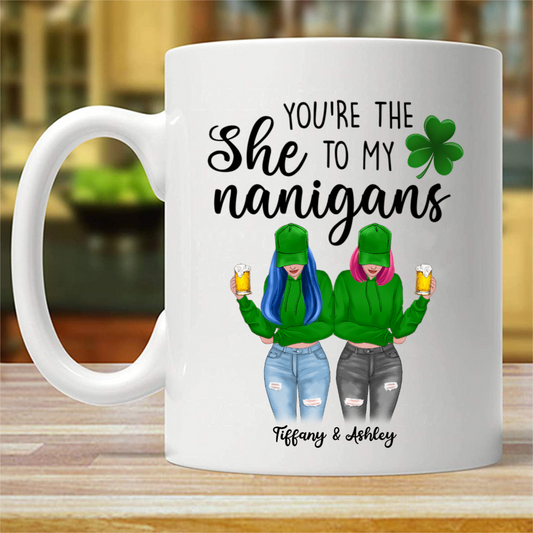 St Patrick Besties Modern Girls Personalized Mug (Double-sided Printing)