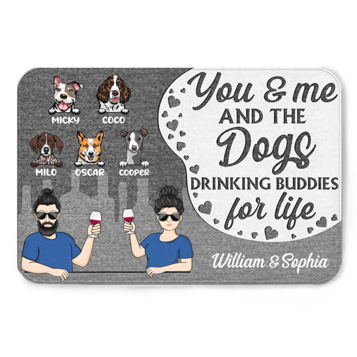 Drinking Buddies For Life - 犬の飼い主へのギフト - パーソナライズされたカスタムドアマット