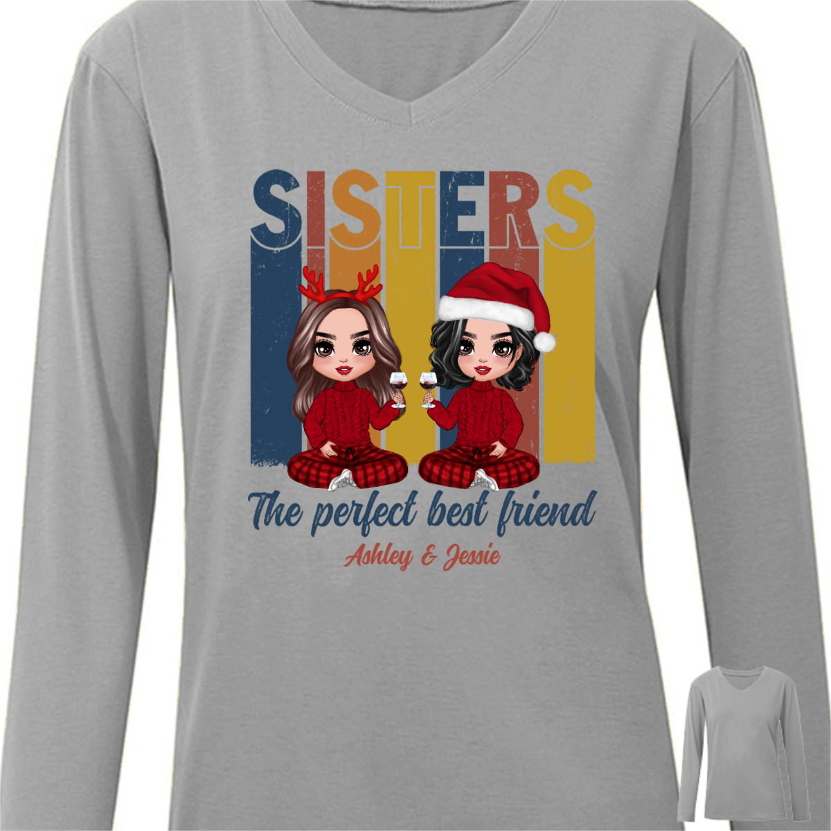 Retro Doll Sisters Personalized Long Sleeve Shirt