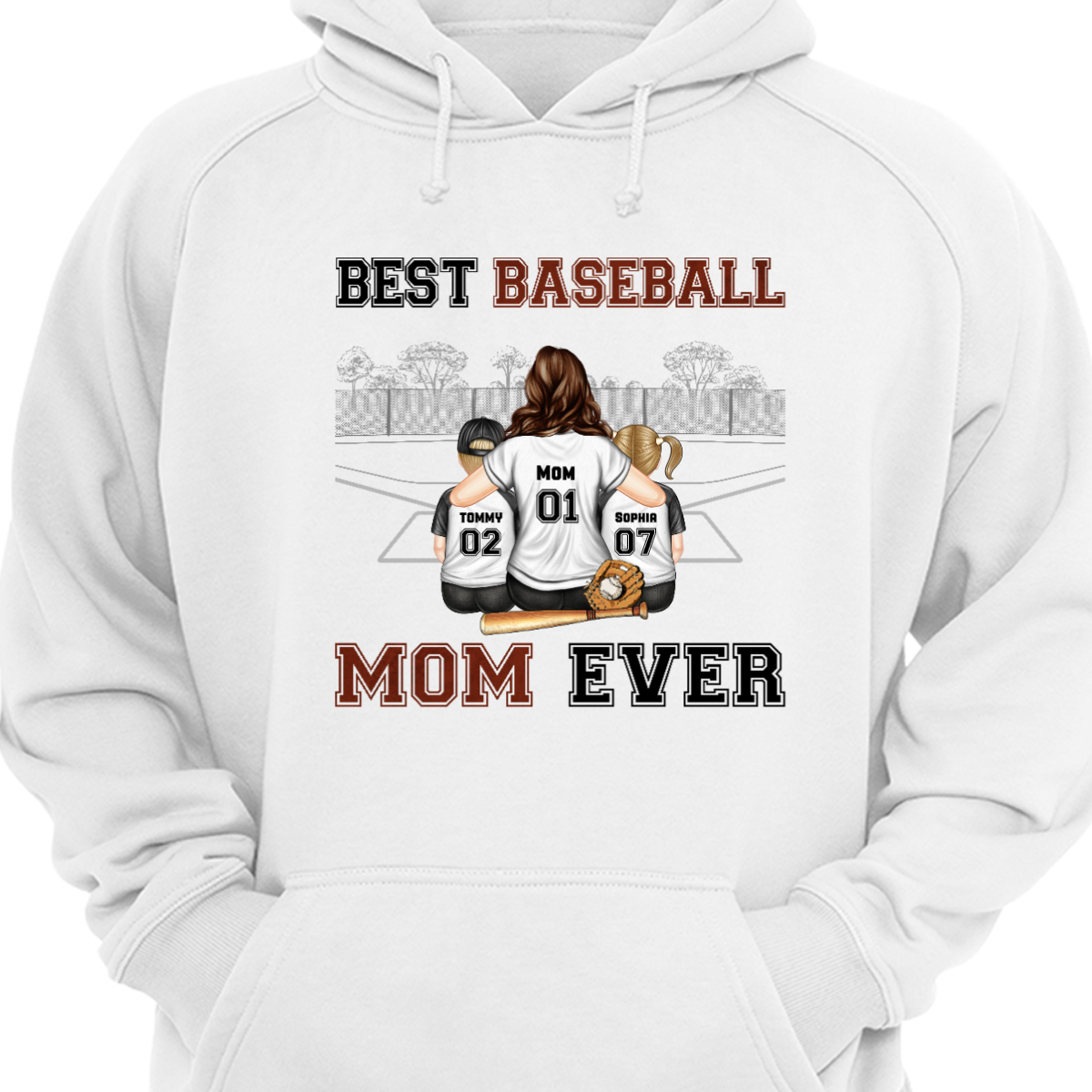 Best Baseball Mom Ever - Mother Gift - Personalized Custom Hoodie Sweatshirt