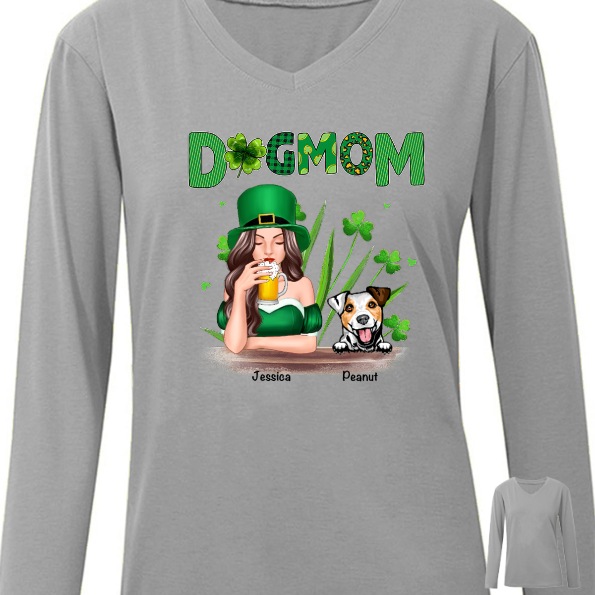 Dog Mom St. Patrick Day Personalized Long Sleeve Shirt