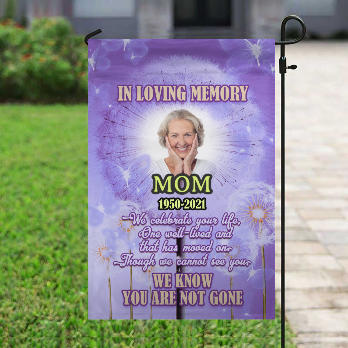 We Know You Are Not Gone Personalized Photo Memorial Garden & House Flag