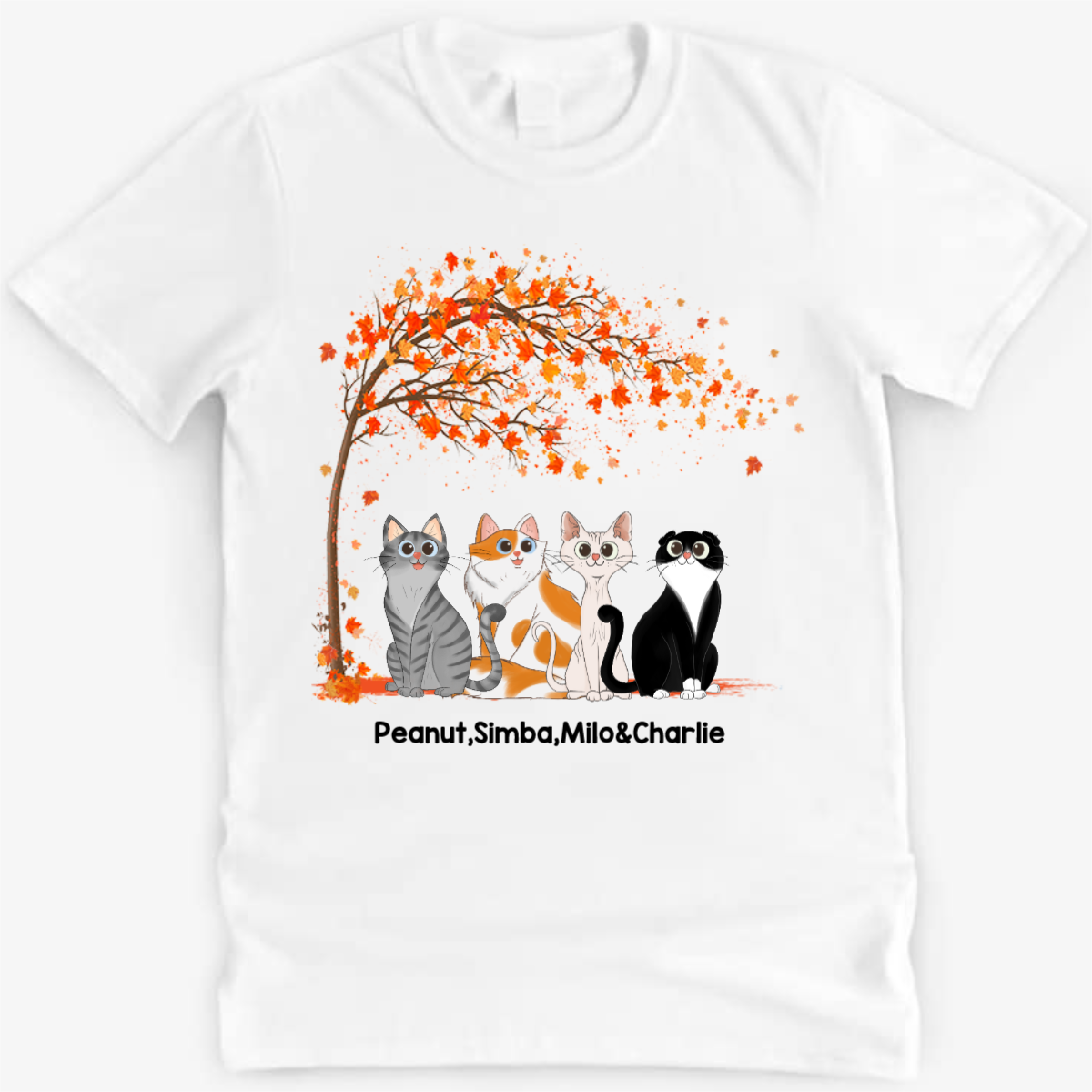 Sitting Cartoon Cat Under Tree Personalized Shirt
