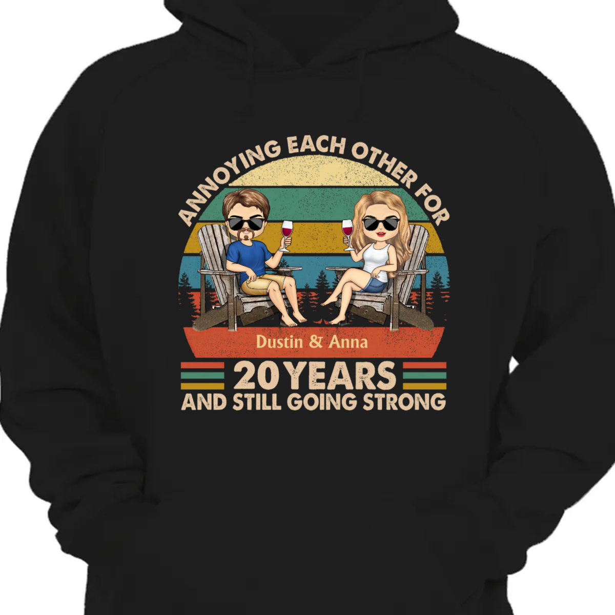 Annoying Each Other Chibi Retro - Gift For Couples - Personalized Custom Hoodie Sweatshirt