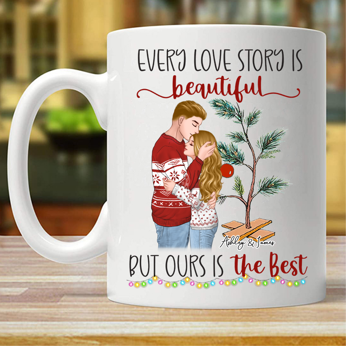 Every Love Story Is Beautiful Hugging Couple Personalized  Mug (Double-sided Printing)