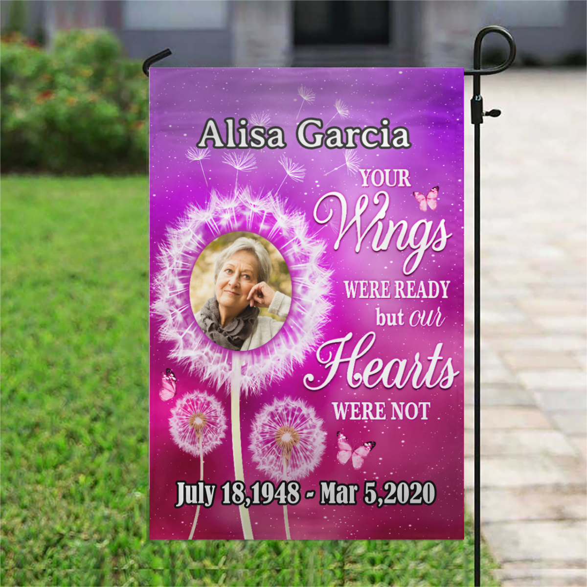 Dandelion Photo Personalized Memorial Garden & House Flag