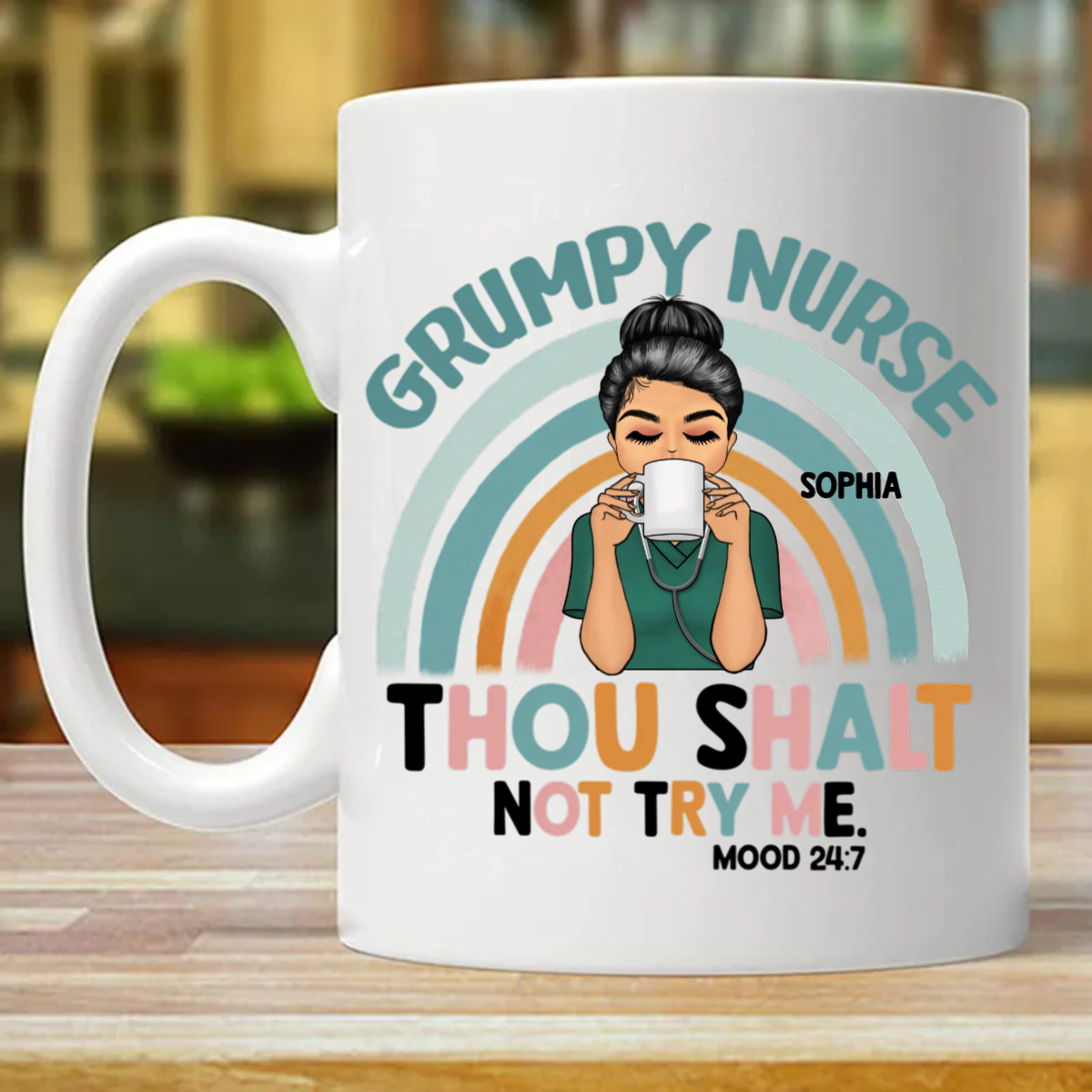 Grumpy Nurse Thou Shalt Try - Gift For Nurse - Personalized Custom Mug (Double-sided Printing)