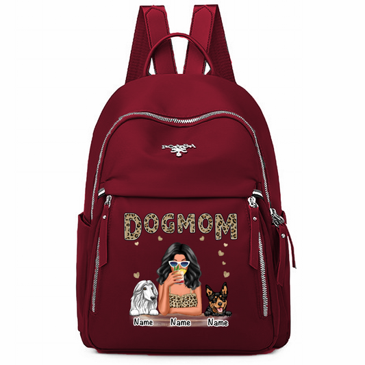 Leopard Shirt Dog Mom Personalized Backpack