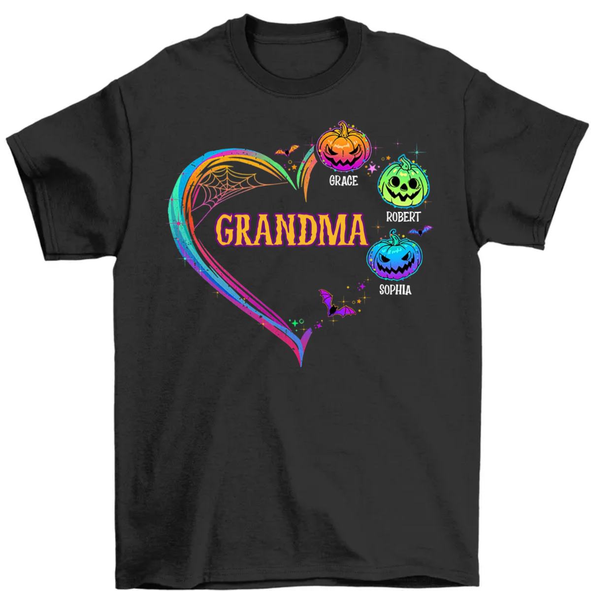 Halloween Grandma Mom Heart Pumpkins Colorful Personalized Shirt