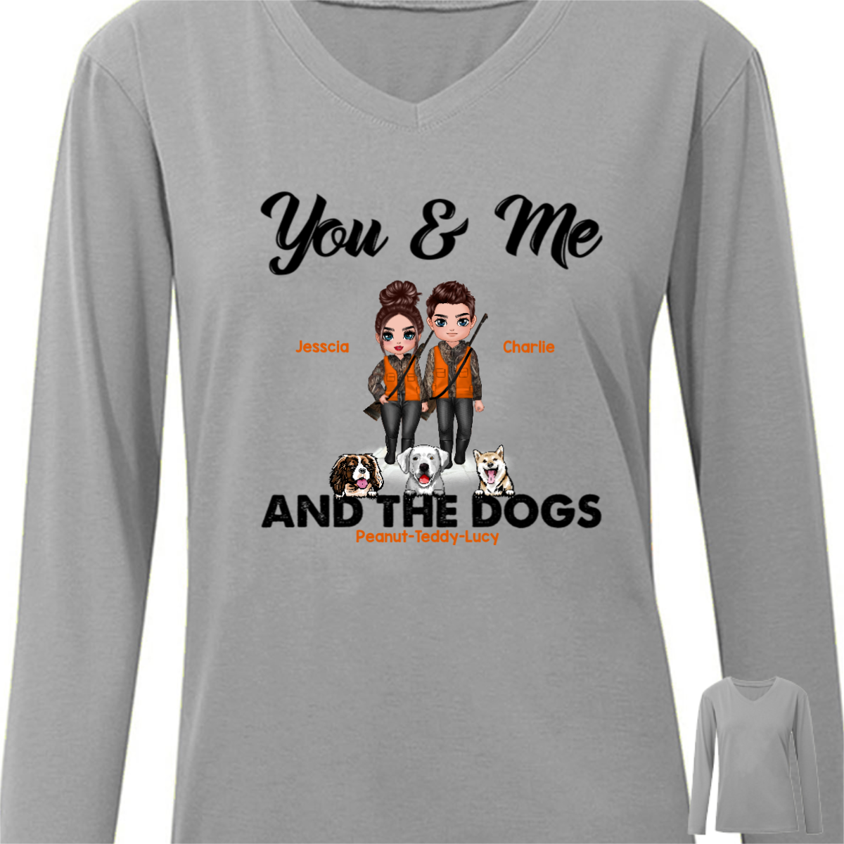 You Me And Dogs Hunting Couple Valentine‘s Day Gift Personalized Long Sleeve Shirt