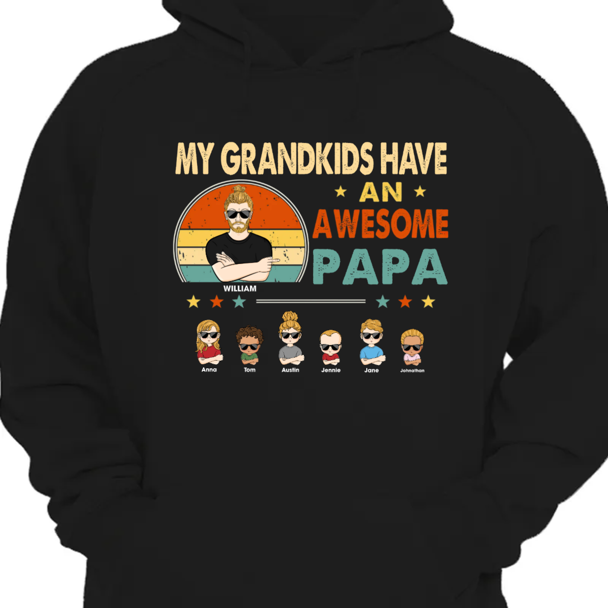 My Grandkids Have An Awesome Papa - 父とおじいちゃんへのギフト - パーソナライズされたカスタム パーカー スウェットシャツ