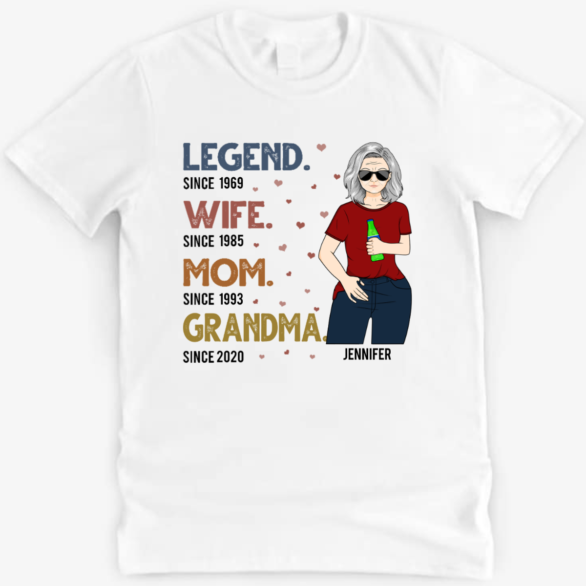 Legend Wife Mom Grandma - 家族へのギフト - パーソナライズされたカスタムシャツ