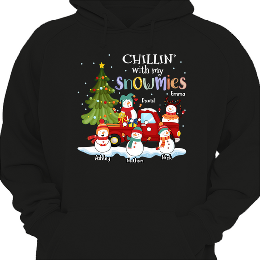 Chillin‘ With My Snowmies Grandma Mom Personalized Hoodie Sweatshirt