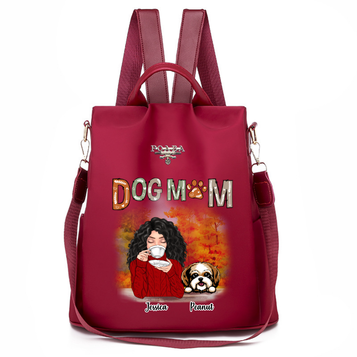 Fall Season Coffee Girl Dog Mom Personalized Backpack