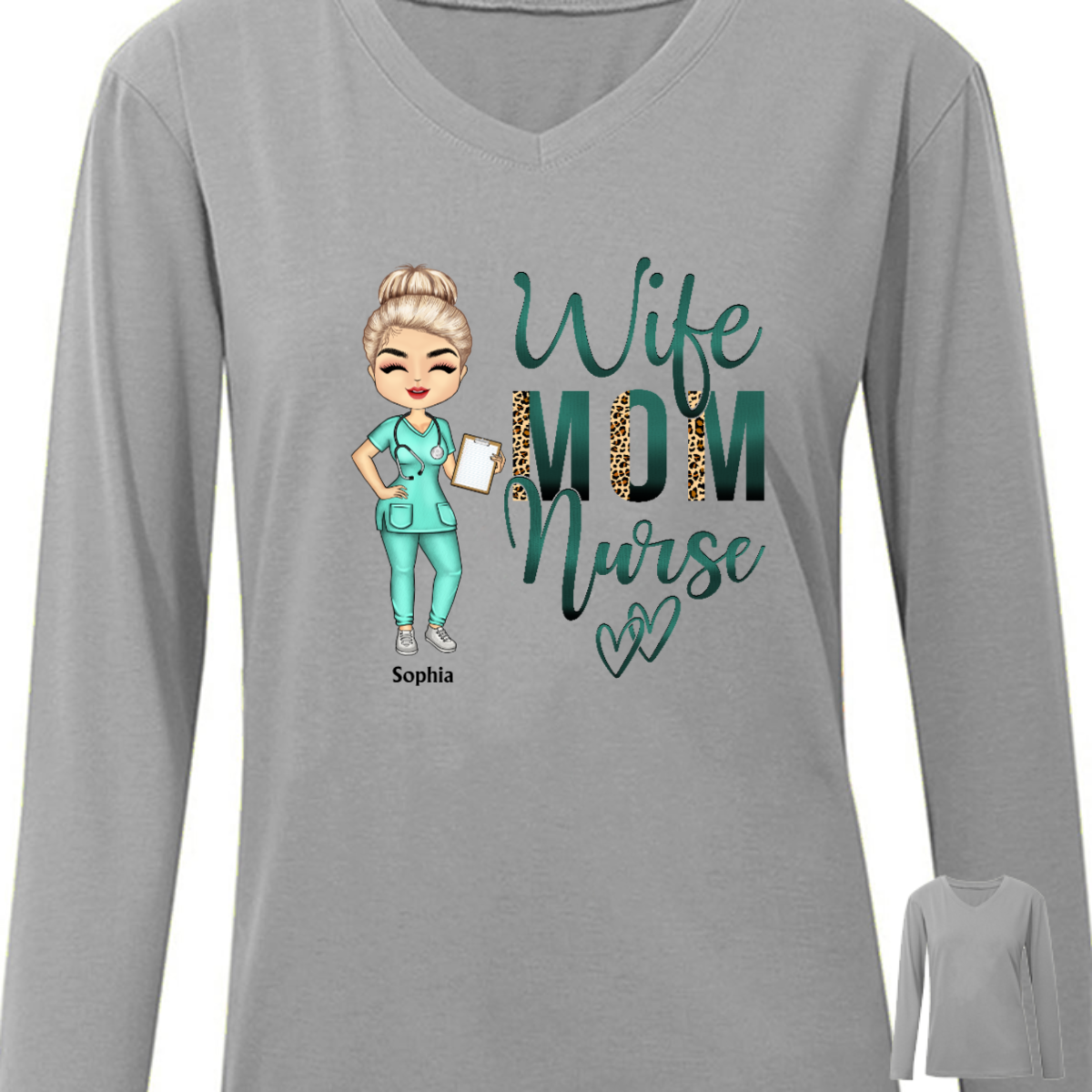 Wife Mom Nurse - Mother Gift - Personalized Long Sleeve Shirt