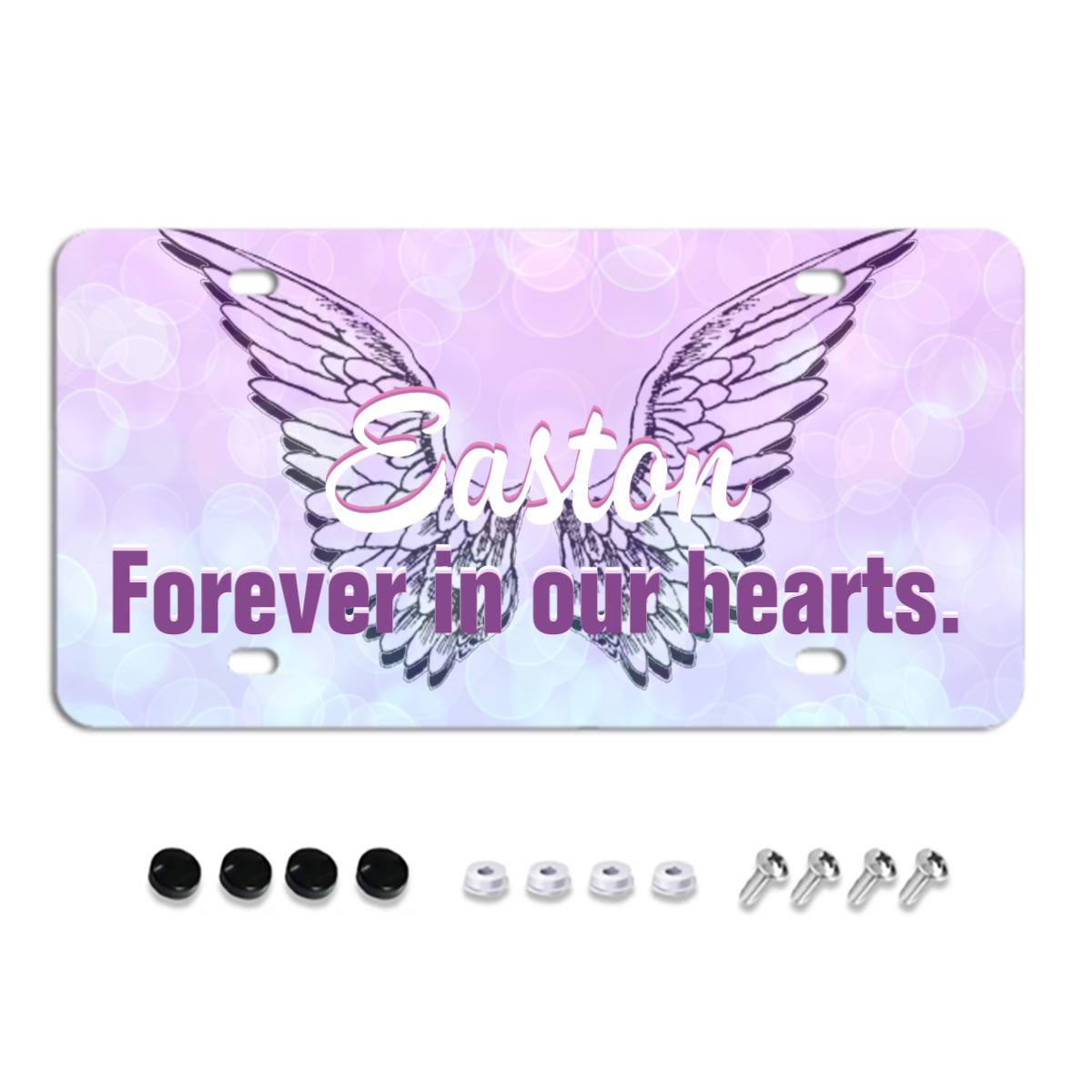 Custom Front License Plate, Purple Angle Wing Memorial Decorative Front License Plate