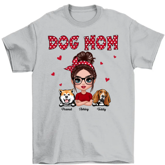 Polka Dot Pattern Doll Dog Mom Personalized Shirt