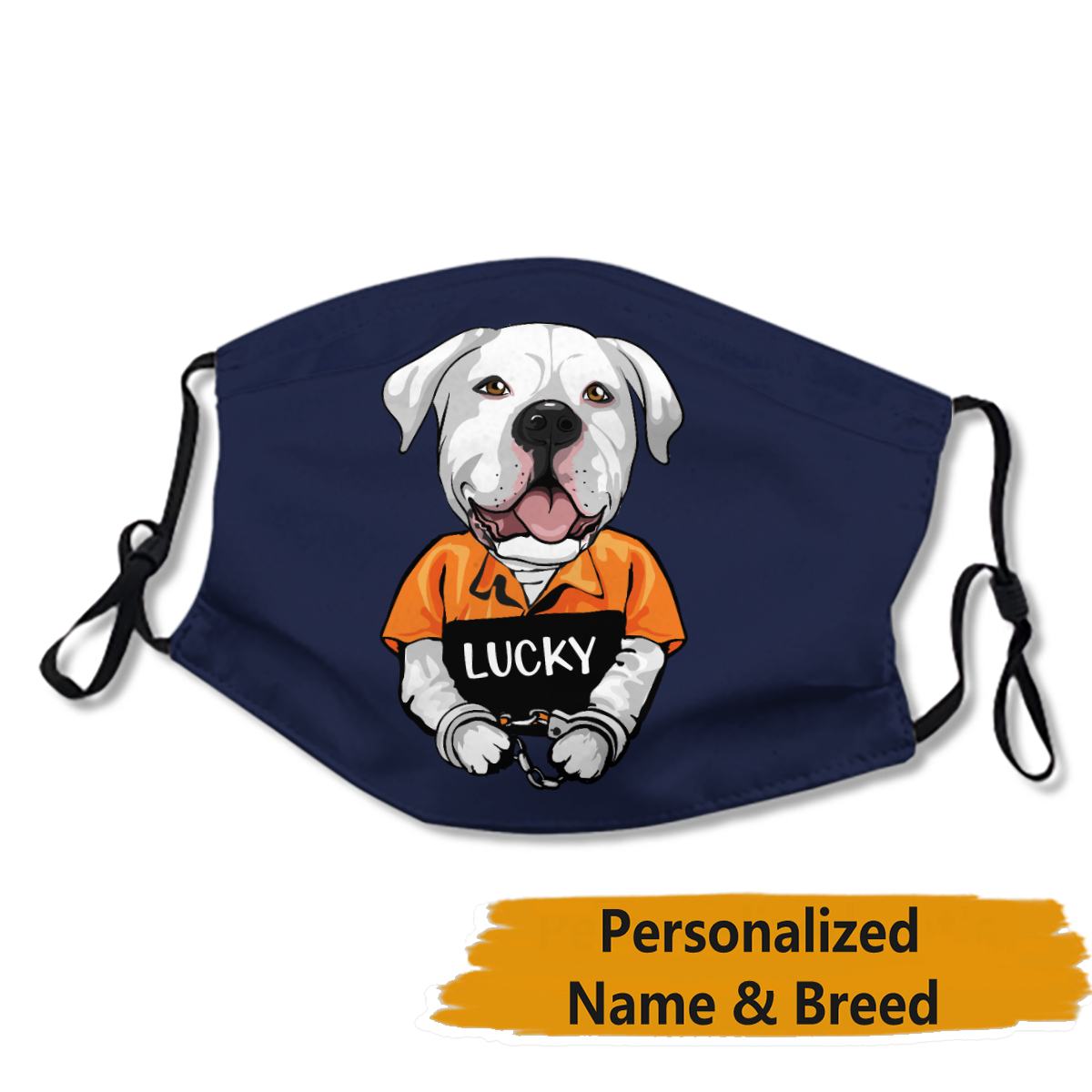 Personalized Dog's Name & Breed Face Mask No.4