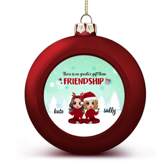 Doll Besties Sisters Sitting Christmas Ball Ornaments