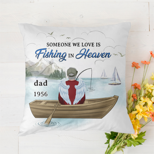 Fishing In Heaven Boat Memorial Polyester Linen Pillow