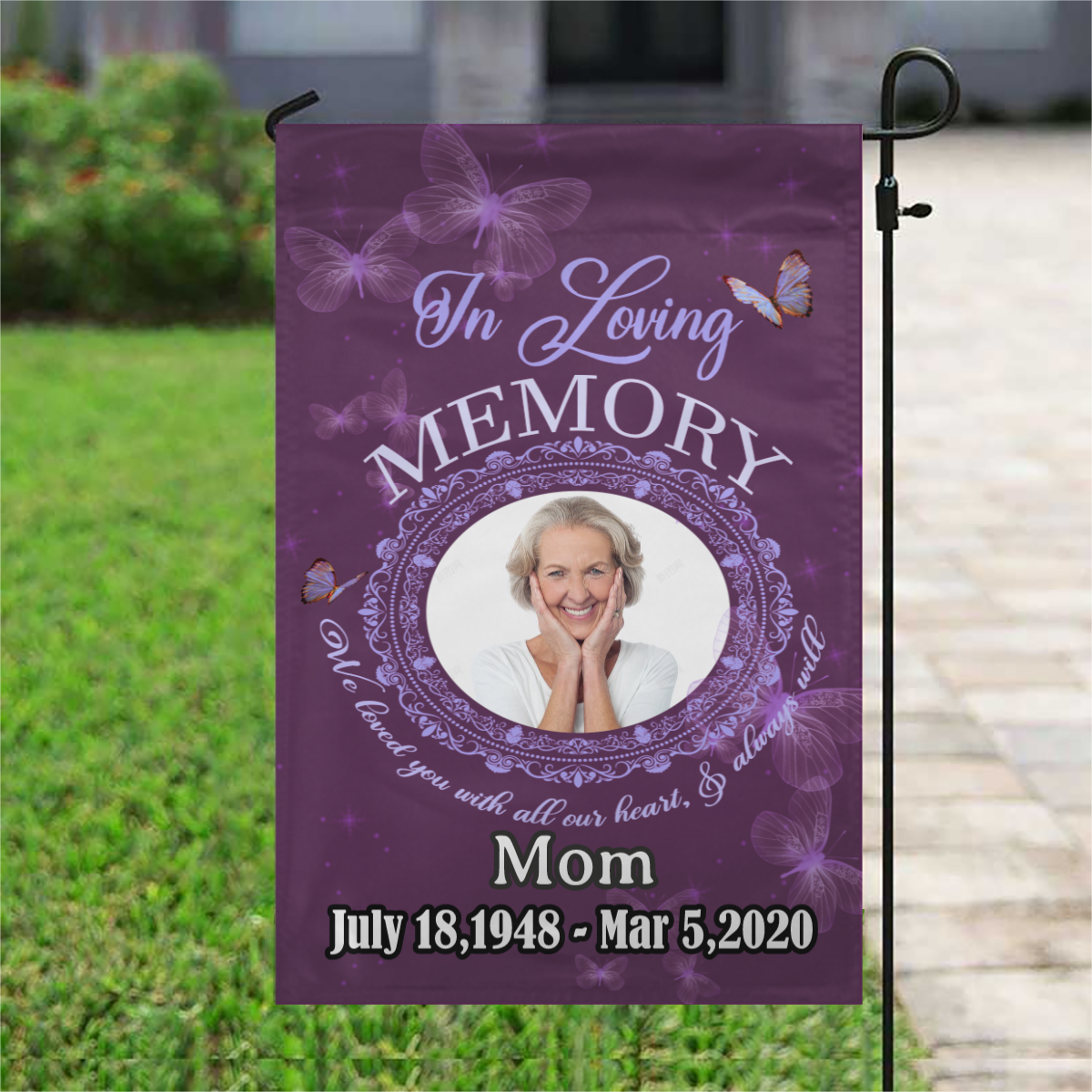 In Loving Memory Personalized Photo Memorial Garden & House Flag