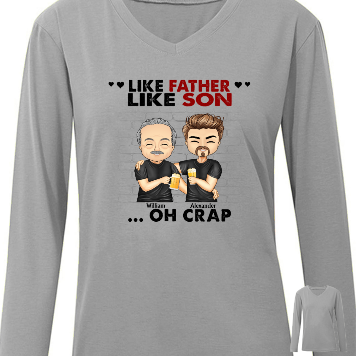 Like Father Like Daughter Son - Father Gift - Personalized Long Sleeve Shirt