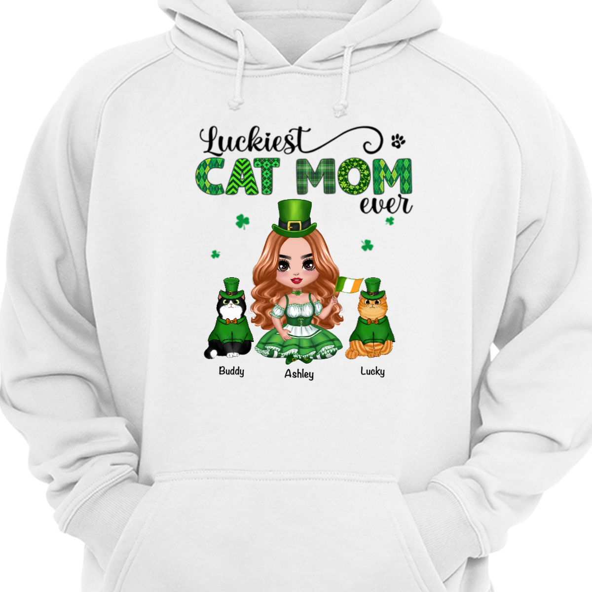 Doll Girl One Lucky Cat Mom Personalized Hoodie Sweatshirt