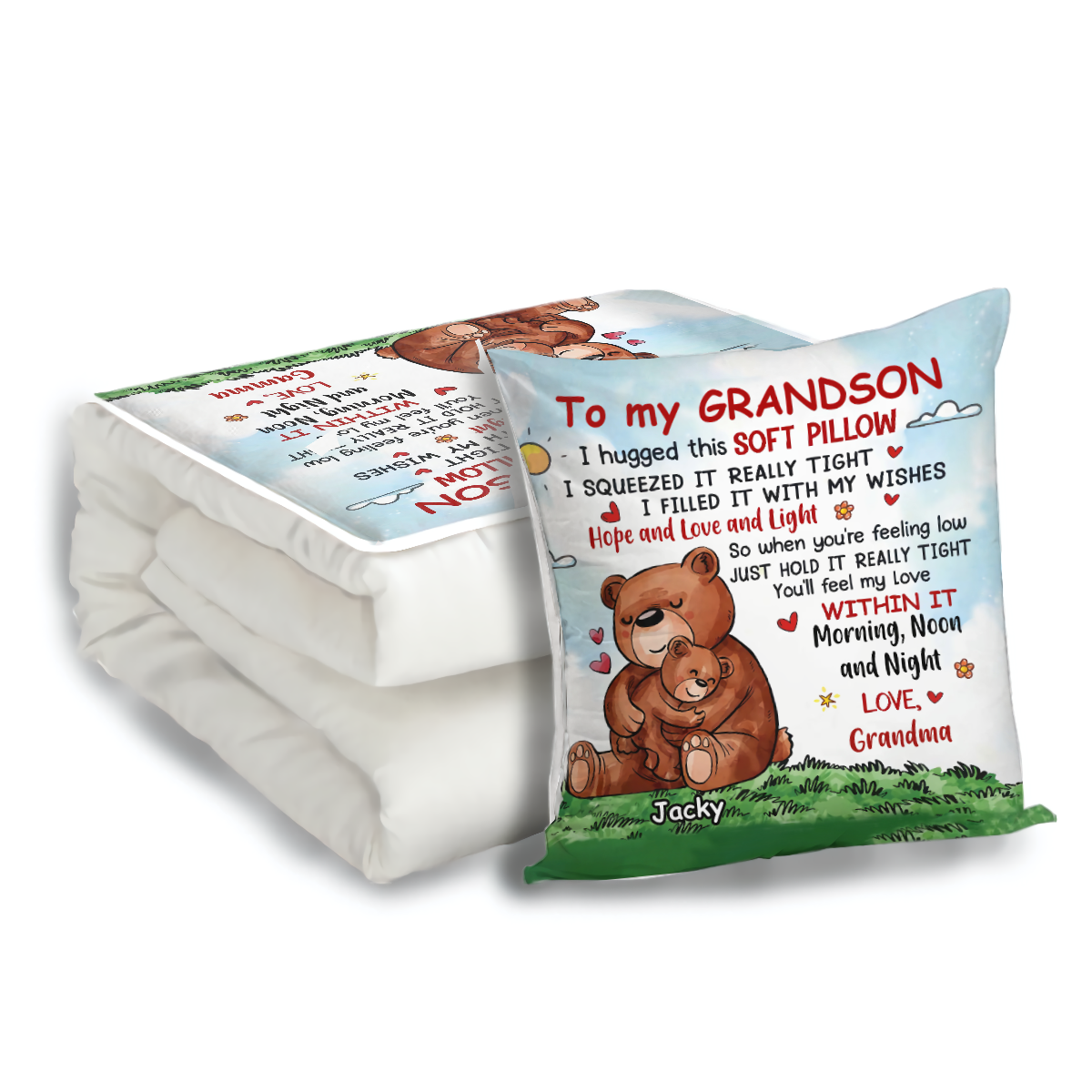 Personalized Bear Mom Grandma To Daughter Granddaughter Son Grandson Pillow Blanket 2 in 1