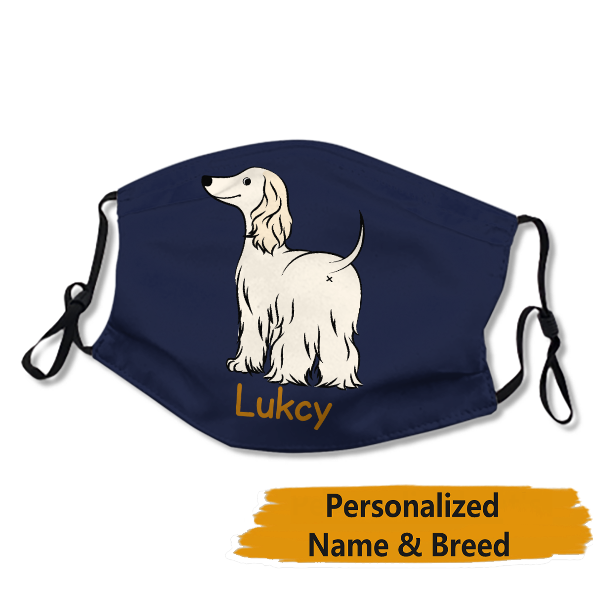 Personalized Dog's Name & Breed Face Mask No.3